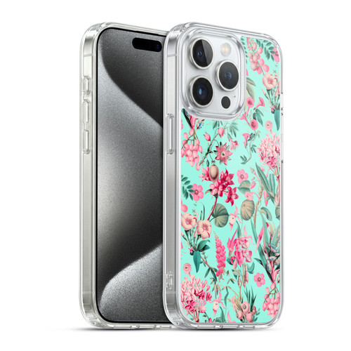 LebensArt Jungle Plants And Animals Aqua Soft Gel Case for Apple iPhone 15 Pro & MagSafe