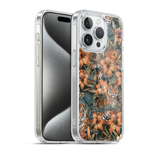 LebensArt Jungle Plants And Animals Opulence Tiger Soft Gel Case for Apple iPhone 15 Pro & MagSafe