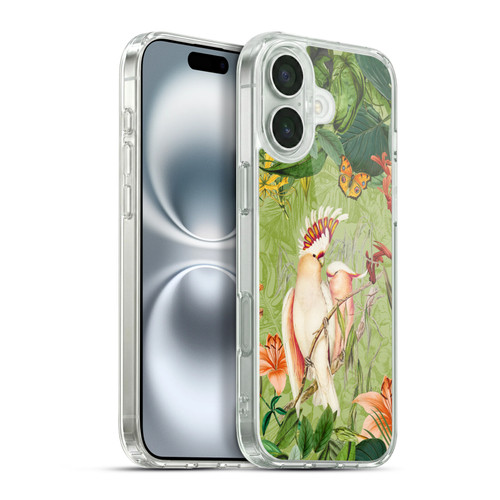 LebensArt Jungle Plants And Animals Cockatoos And Butterflies Soft Gel Case for Apple iPhone 16 Plus & MagSafe