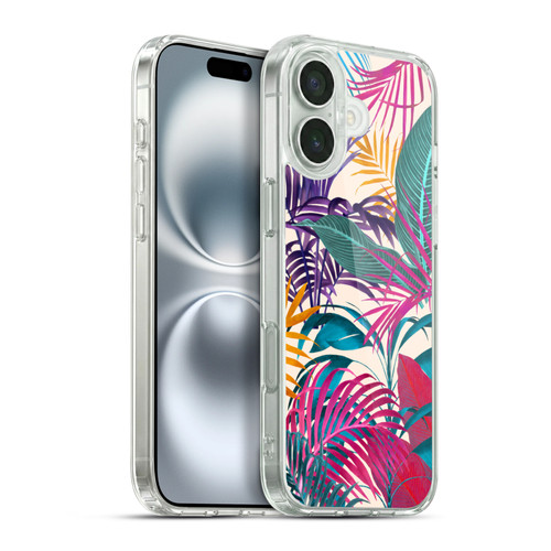 LebensArt Jungle Plants And Animals Palm Leaves Cream Soft Gel Case for Apple iPhone 16 Plus & MagSafe
