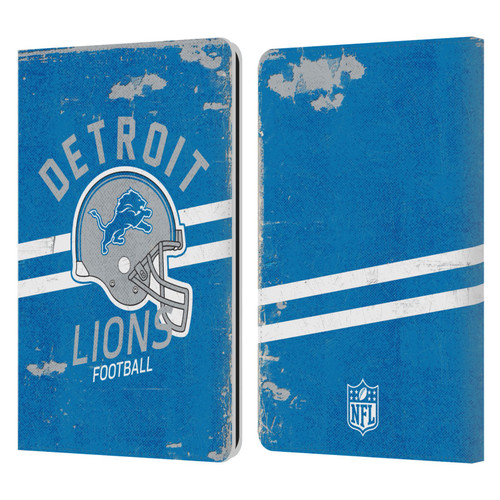NFL Detroit Lions Logo Art Helmet Distressed Leather Book Wallet Case Cover For Amazon Kindle Paperwhite 1 / 2 / 3