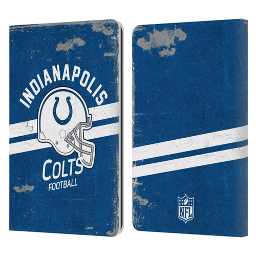 NFL Indianapolis Colts Logo Art Helmet Distressed Leather Book Wallet Case Cover For Amazon Kindle Paperwhite 1 / 2 / 3