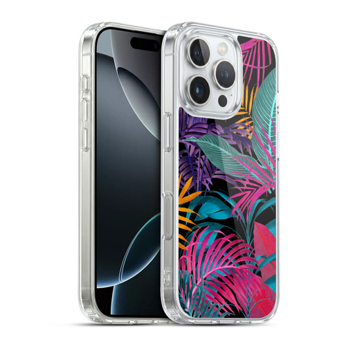 LebensArt Jungle Plants And Animals Palm Leaves Black Soft Gel Case for Apple iPhone 16 Pro & MagSafe