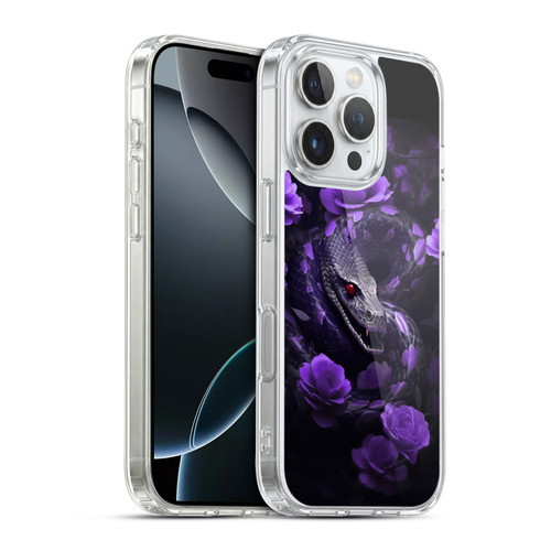 LebensArt Jungle Plants And Animals Snake Purple Soft Gel Case for Apple iPhone 16 Pro & MagSafe