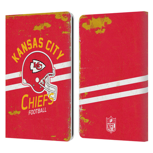 NFL Kansas City Chiefs Logo Art Helmet Distressed Leather Book Wallet Case Cover For Amazon Kindle Paperwhite 1 / 2 / 3