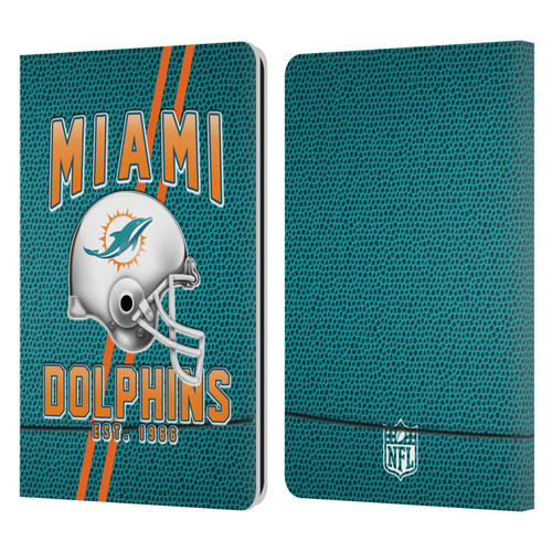 NFL Miami Dolphins Logo Art Football Stripes Leather Book Wallet Case Cover For Amazon Kindle Paperwhite 1 / 2 / 3