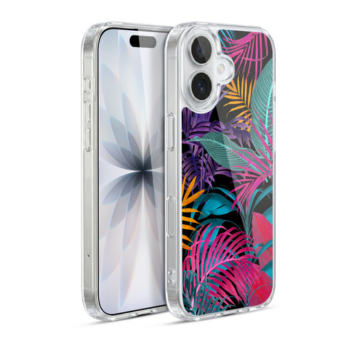 LebensArt Jungle Plants And Animals Palm Leaves Black Soft Gel Case for Apple iPhone 17