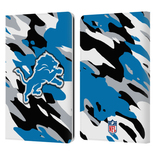 NFL Detroit Lions Logo Camou Leather Book Wallet Case Cover For Amazon Kindle Paperwhite 1 / 2 / 3