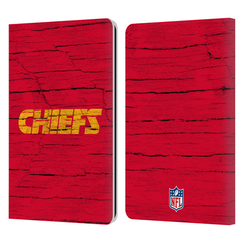 NFL Kansas City Chiefs Logo Distressed Look Leather Book Wallet Case Cover For Amazon Kindle Paperwhite 1 / 2 / 3