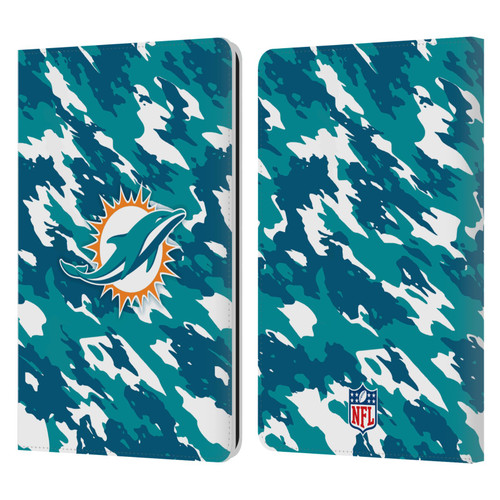 NFL Miami Dolphins Logo Camou Leather Book Wallet Case Cover For Amazon Kindle Paperwhite 1 / 2 / 3