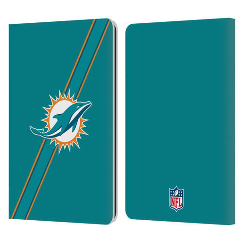 NFL Miami Dolphins Logo Stripes Leather Book Wallet Case Cover For Amazon Kindle Paperwhite 1 / 2 / 3