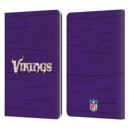 NFL Minnesota Vikings Logo Distressed Look Leather Book Wallet Case Cover For Amazon Kindle Paperwhite 1 / 2 / 3
