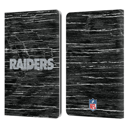 NFL Las Vegas Raiders Logo Distressed Look Leather Book Wallet Case Cover For Amazon Kindle Paperwhite 1 / 2 / 3