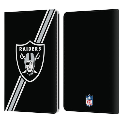 NFL Las Vegas Raiders Logo Stripes Leather Book Wallet Case Cover For Amazon Kindle Paperwhite 1 / 2 / 3