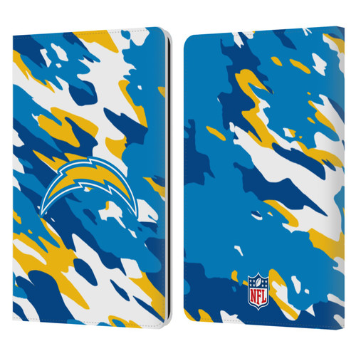 NFL Los Angeles Chargers Logo Camou Leather Book Wallet Case Cover For Amazon Kindle Paperwhite 1 / 2 / 3