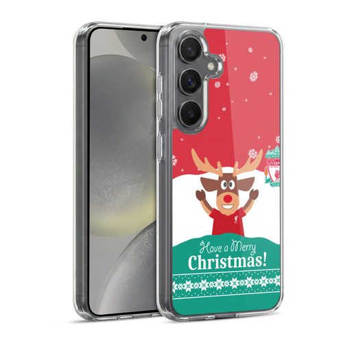 Liverpool Football Club Festive Christmas Reindeer Soft Gel Case for Samsung Galaxy S24 5G & MagSafe