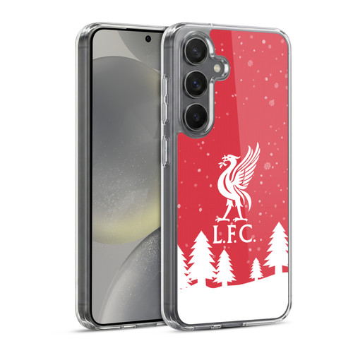 Liverpool Football Club Festive Christmas Winter Snow Soft Gel Case for Samsung Galaxy S24 5G & MagSafe