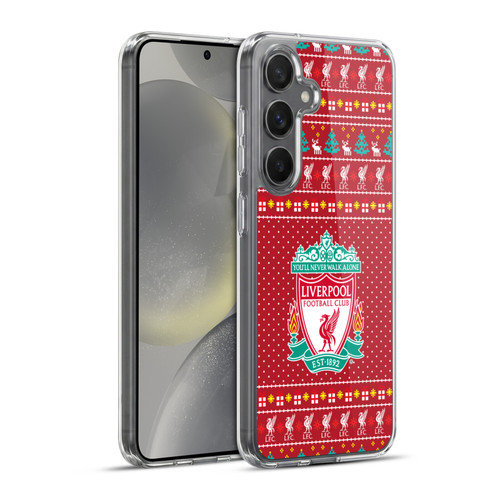 Liverpool Football Club Festive Christmas Festive Pattern Soft Gel Case for Samsung Galaxy S24+ 5G & MagSafe