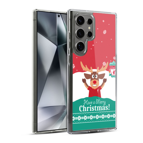 Liverpool Football Club Festive Christmas Reindeer Soft Gel Case for Samsung Galaxy S24 Ultra 5G & MagSafe