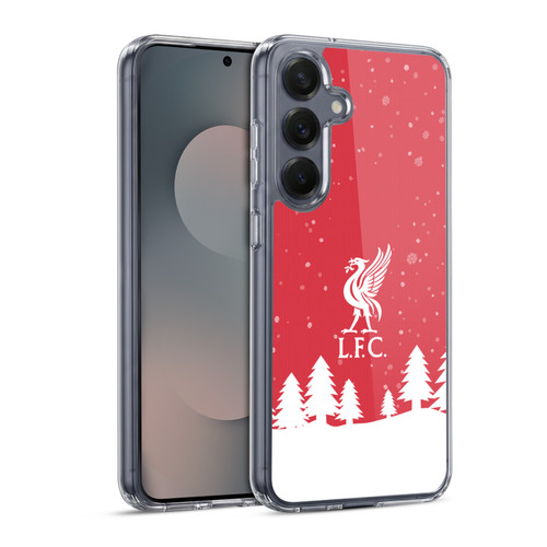 Liverpool Football Club Festive Christmas Winter Snow Soft Gel Case for Samsung Galaxy S25 & MagSafe
