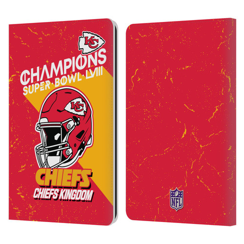 NFL 2024 Super Bowl LVIII Champions Kansas City Chiefs Helmet Leather Book Wallet Case Cover For Amazon Kindle Paperwhite 1 / 2 / 3