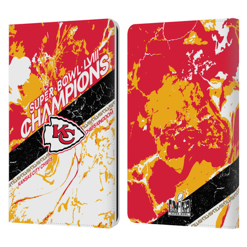 NFL 2024 Super Bowl LVIII Champions Kansas City Chiefs Marble Leather Book Wallet Case Cover For Amazon Kindle Paperwhite 1 / 2 / 3