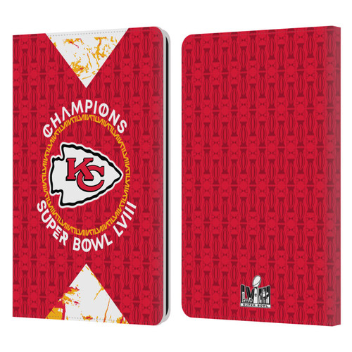NFL 2024 Super Bowl LVIII Champions Kansas City Chiefs Patterns Leather Book Wallet Case Cover For Amazon Kindle Paperwhite 1 / 2 / 3