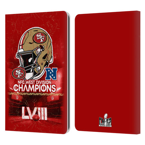 NFL 2024 Division Champions NFC Helmet 49ers Leather Book Wallet Case Cover For Amazon Kindle Paperwhite 1 / 2 / 3