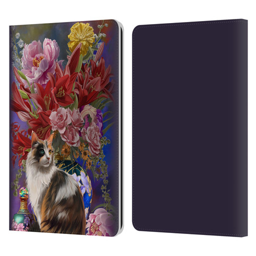 Nene Thomas Art Cat With Bouquet Of Flowers Leather Book Wallet Case Cover For Amazon Kindle Paperwhite 1 / 2 / 3
