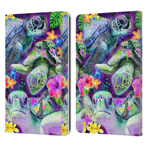 Sheena Pike Animals Daydream Sea Turtles & Flowers Leather Book Wallet Case Cover For Amazon Kindle Paperwhite 1 / 2 / 3