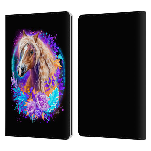 Sheena Pike Animals Purple Horse Spirit With Roses Leather Book Wallet Case Cover For Amazon Kindle Paperwhite 1 / 2 / 3