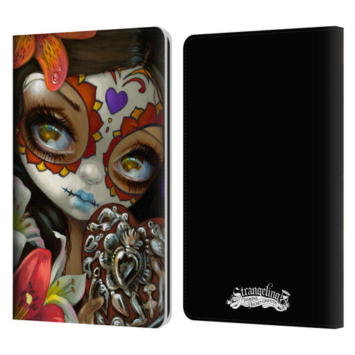 Strangeling Art Day of Dead Heart Charm Leather Book Wallet Case Cover For Amazon Kindle Paperwhite 1 / 2 / 3