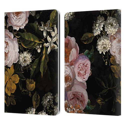 UtArt Antique Flowers Roses And Baby's Breath Leather Book Wallet Case Cover For Amazon Kindle Paperwhite 1 / 2 / 3