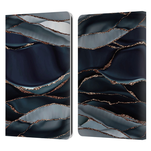 UtArt Dark Night Marble Waves Leather Book Wallet Case Cover For Amazon Kindle Paperwhite 1 / 2 / 3