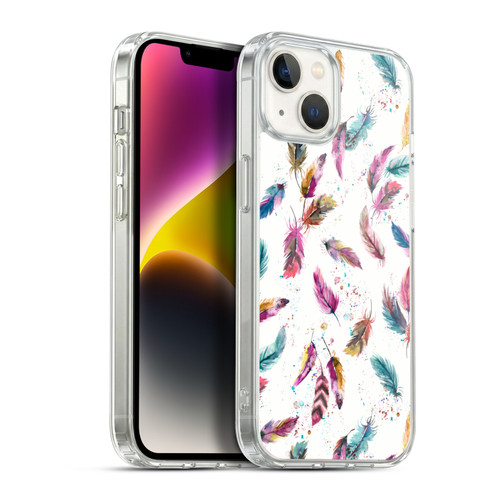 Ninola Mix Patterns Muticolored Feathers Soft Gel Case for Apple iPhone 14 Plus & MagSafe