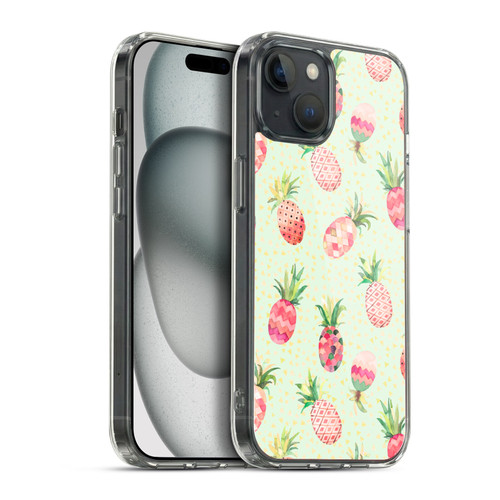 Ninola Mix Patterns Pineapple Lime Soft Gel Case for Apple iPhone 15 Plus & MagSafe
