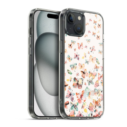 Ninola Mix Patterns Watercolor Butterflies Soft Gel Case for Apple iPhone 15 Plus & MagSafe
