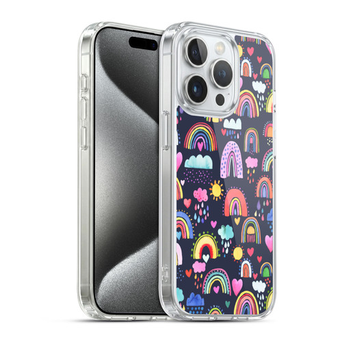 Ninola Mix Patterns Lovely Rainbows Soft Gel Case for Apple iPhone 15 Pro & MagSafe