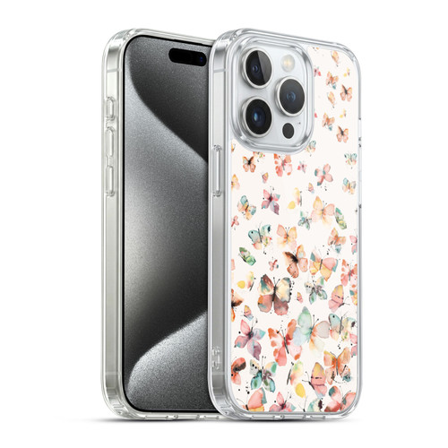 Ninola Mix Patterns Watercolor Butterflies Soft Gel Case for Apple iPhone 15 Pro & MagSafe