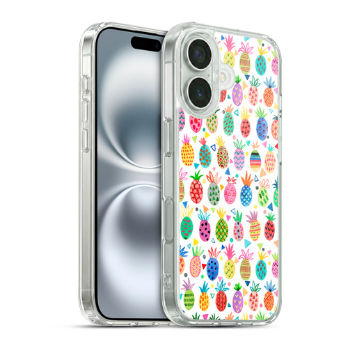 Ninola Mix Patterns Geometric Pineapples Soft Gel Case for Apple iPhone 16 & MagSafe