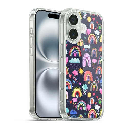 Ninola Mix Patterns Lovely Rainbows Soft Gel Case for Apple iPhone 16 & MagSafe