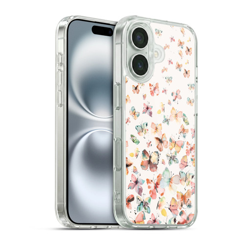 Ninola Mix Patterns Watercolor Butterflies Soft Gel Case for Apple iPhone 16 & MagSafe