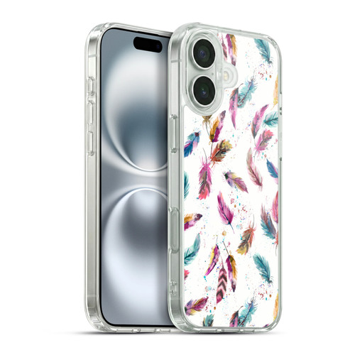 Ninola Mix Patterns Muticolored Feathers Soft Gel Case for Apple iPhone 16 Plus & MagSafe