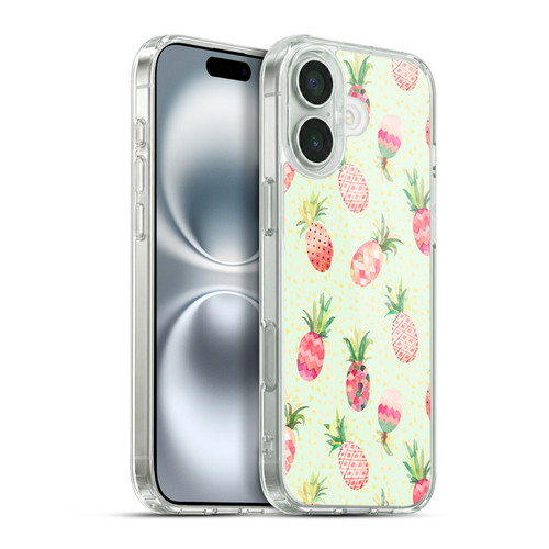 Ninola Mix Patterns Pineapple Lime Soft Gel Case for Apple iPhone 16 Plus & MagSafe