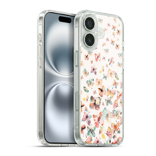 Ninola Mix Patterns Watercolor Butterflies Soft Gel Case for Apple iPhone 16 Plus & MagSafe