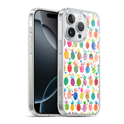 Ninola Mix Patterns Geometric Pineapples Soft Gel Case for Apple iPhone 16 Pro & MagSafe