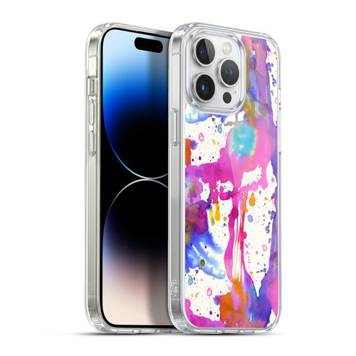 Ninola Watercolor Prints Pink Paint Splashes Soft Gel Case for Apple iPhone 13 Pro Max & MagSafe
