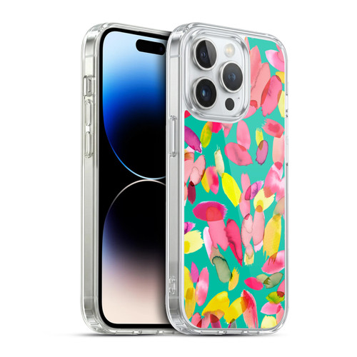 Ninola Watercolor Prints Teal Flower Petals Soft Gel Case for Apple iPhone 13 Pro & MagSafe