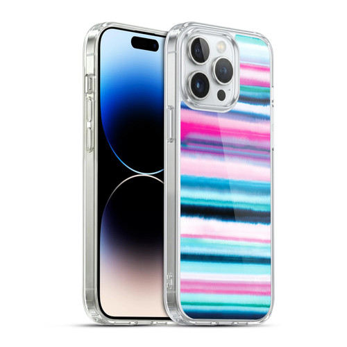 Ninola Watercolor Prints Ombre Stripes Pink Soft Gel Case for Apple iPhone 14 Pro Max & MagSafe