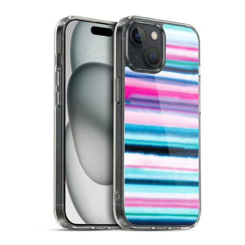 Ninola Watercolor Prints Ombre Stripes Pink Soft Gel Case for Apple iPhone 15 & MagSafe